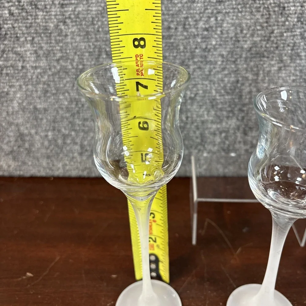 Partylite‎ Iced Crystal Trio Set Frosted Stem Glass Votive Tealight Holder P9248 - Picture 2 of 5